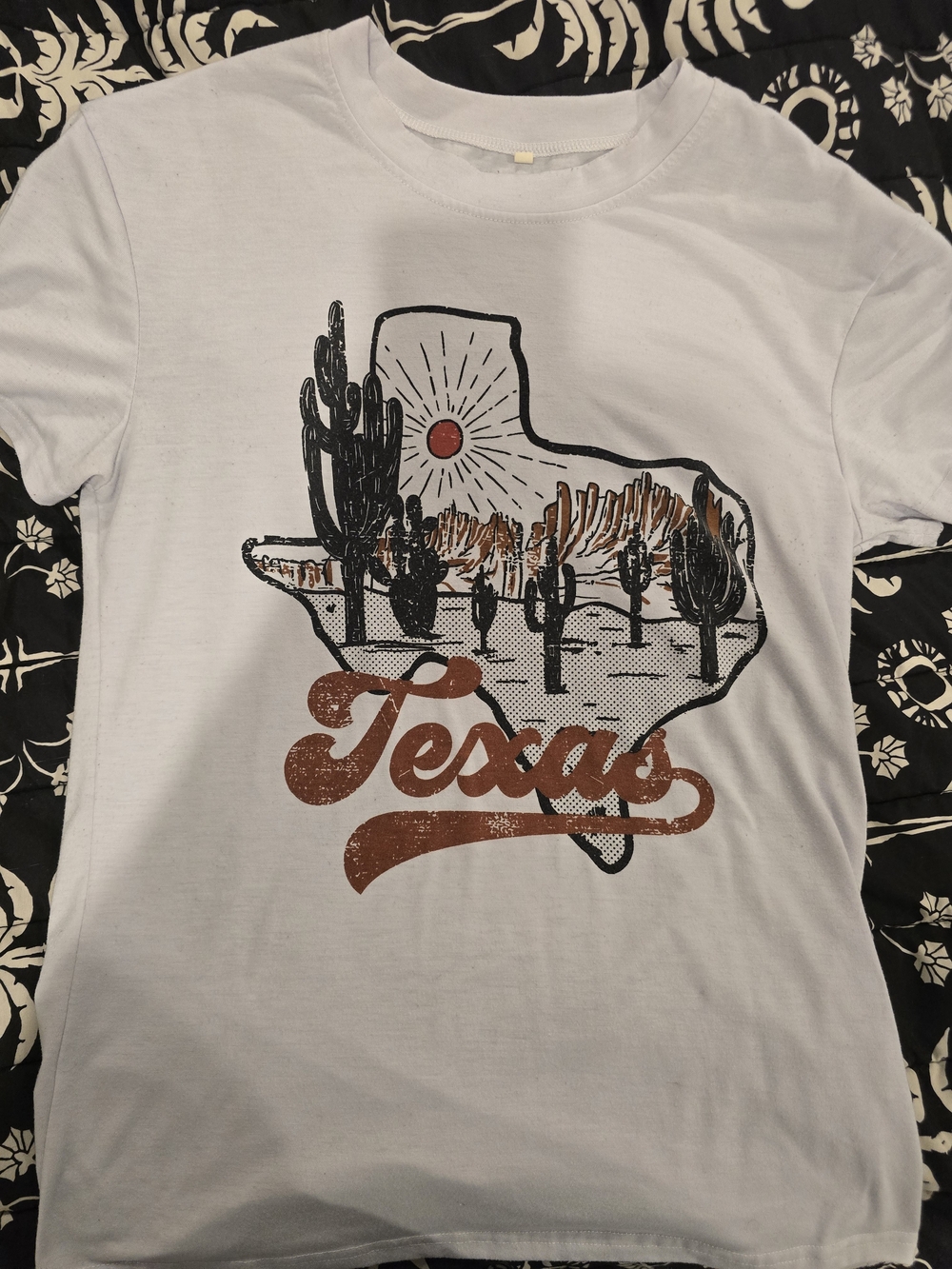 Texas Desert Graphic Tee — White with Rust and Black Print